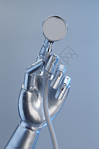 医疗机器人金属质感机器人静物创意背景