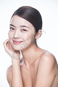 美女护肤健康的垂直构图皮肤青年女人妆面肖像背景