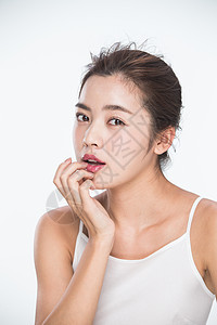 垂直构图美女亚洲人青年女人妆面肖像图片