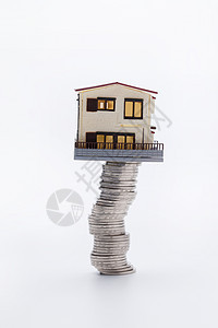 支撑按揭大组物体硬币和房屋模型图片