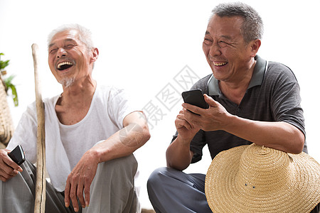 农村两位老农民在聊天图片