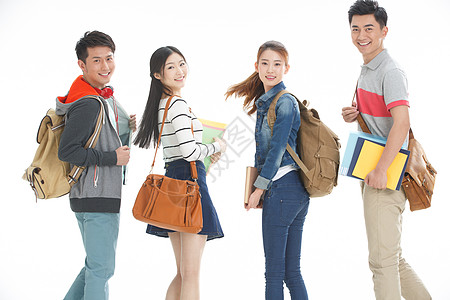 青年放松教育年轻的大学生背着书包图片