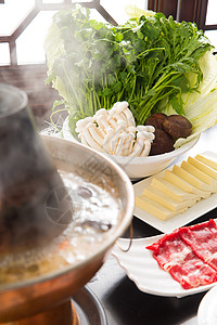 火锅肉卷材料金属制品食品涮羊肉背景