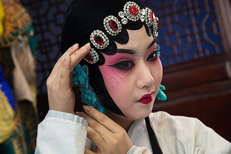 戏剧表演人亚洲人女京剧演员后台化妆图片