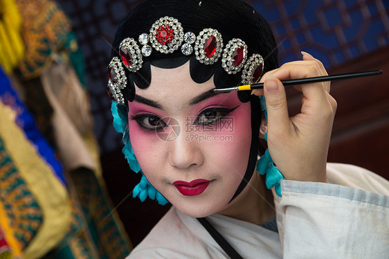亚洲人女人摄影女京剧演员后台化妆图片