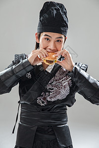 披萨png人戏剧表演装扮吃汉堡的青年男人背景