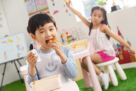 活力学生幼儿园小朋友用餐背景