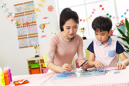 活力学生水平构图亚洲户内幼儿园老师和小朋友背景