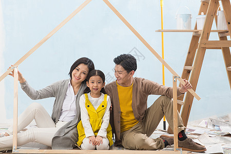 家务劳动青年夫妇5到6岁快乐家庭装修房子图片