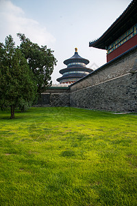 草地元素城市人造建筑垂直构图北京天坛公园背景