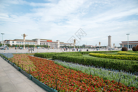 北京历史博物馆地标建筑云首都北京广场背景