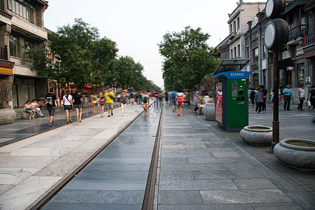 中国首都传统步行街旅游胜地北京前门大街背景