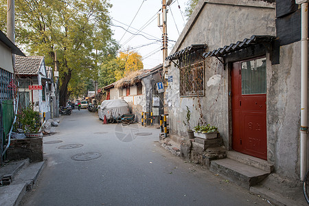 社区门口墙壁旅游破旧北京胡同背景