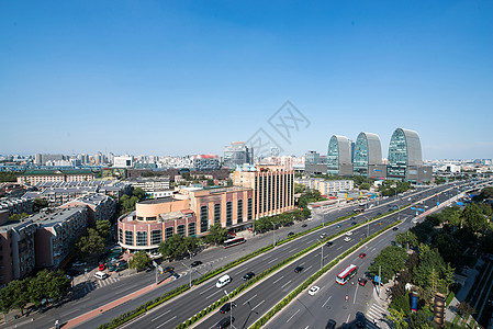 北京地标建筑高视角美景建筑外部北京西直门建筑群背景