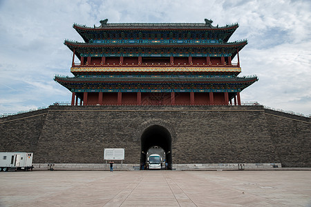 城市国内著名景点都市风光北京前门城楼背景