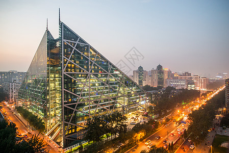 福塔天空建筑霓虹灯北京侨福芳草地大厦夜景背景