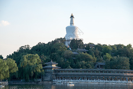 大城市水平构图水北京北海公园背景图片