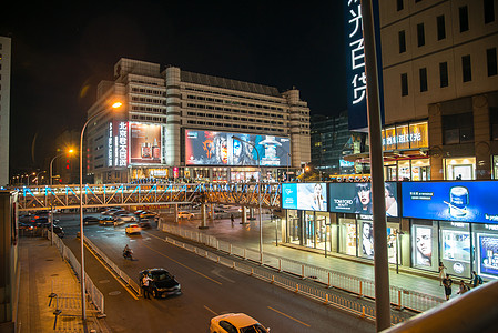 路海报广告牌金融区奢华北京商业街夜景背景