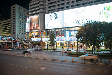 广场夜晚步行街北京商业街夜景图片