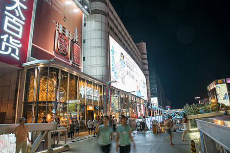商场商业区照亮北京商业街夜景图片