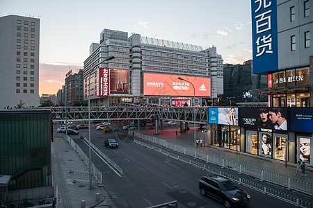 北京夜景北京城市建筑和街道背景