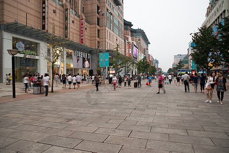 热闹都市彩色图片城市橱窗北京王府井大街背景