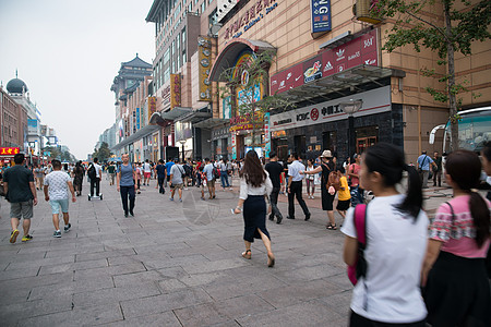 首都彩色图片大城市北京王府井大街背景图片