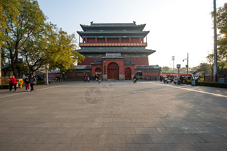 彩色图片户外水平构图北京钟鼓楼图片