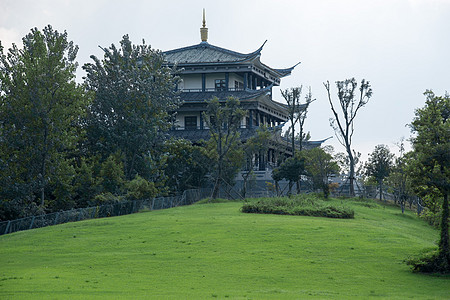 草地元素江苏淮安淮河老街景点背景