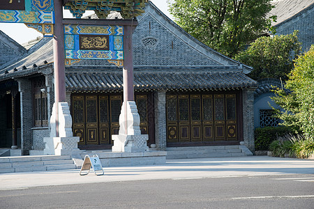 步行街文化元素江苏省淮安淮河老街背景