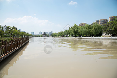 洪水淹没了城市江苏省的自然风景区背景