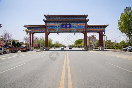 地标建筑运输美景河北省雄州牌坊高清图片