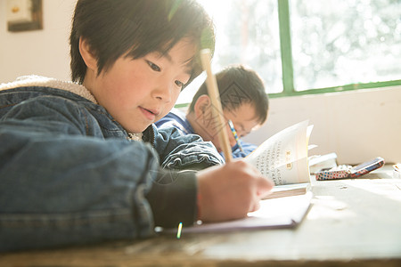 乡村小学里的小学生写作业图片