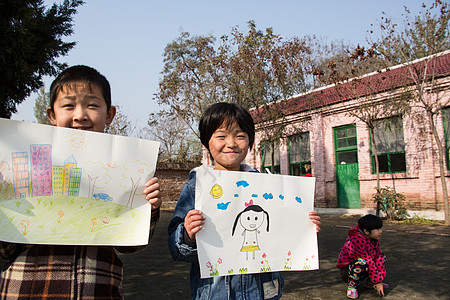 小学生海报在校生东亚学龄儿童乡村小学里的小学生背景