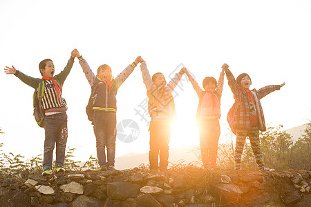 亚洲风景希望工程欢乐的乡村小学生图片