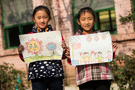 摄影学校信心乡村小学里的小学生高清图片