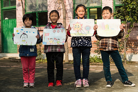 学校梦想绘画作品乡村小学里的小学生图片