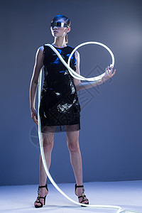 女性健美体操模特造型彩妆科幻青年时尚女性背景