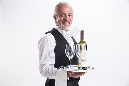 卫生摄影餐饮服务职业一个老年男侍者图片