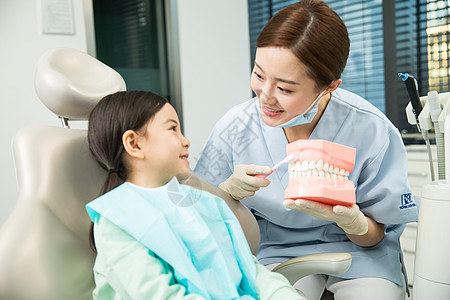 卫生知识牙科医生给患者治疗背景