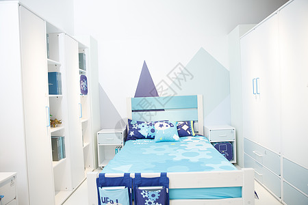 卡通书桌素材住房床上用品样板间整洁的儿童房背景