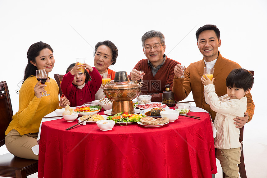 聚会女孩文化幸福家庭过年吃团圆饭图片