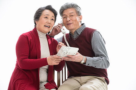 亚洲一致高兴的老年夫妇过新年图片