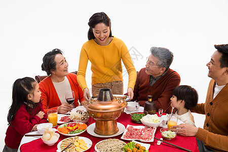 孩子吃饭饮食儿童人幸福家庭过年吃团圆饭背景