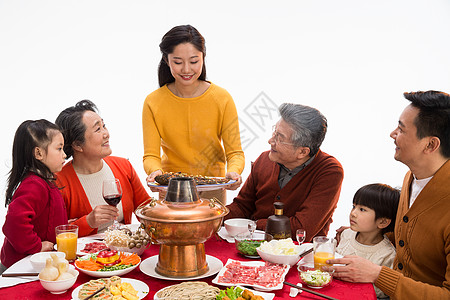 饮料孙女肉幸福家庭过年吃团圆饭图片