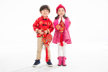 春节祝福男孩可爱的孩子庆祝新年图片