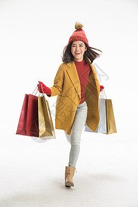 跨年抢购亚洲人休闲活动季节青年女人购物背景