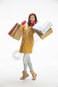 跨年抢购文化休闲装包装盒青年女人购物背景