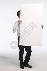 公告信息自信展示商务青年男人和白板背景