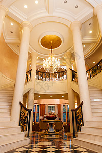 酒店照明高雅装饰物低视角豪华别墅内景背景